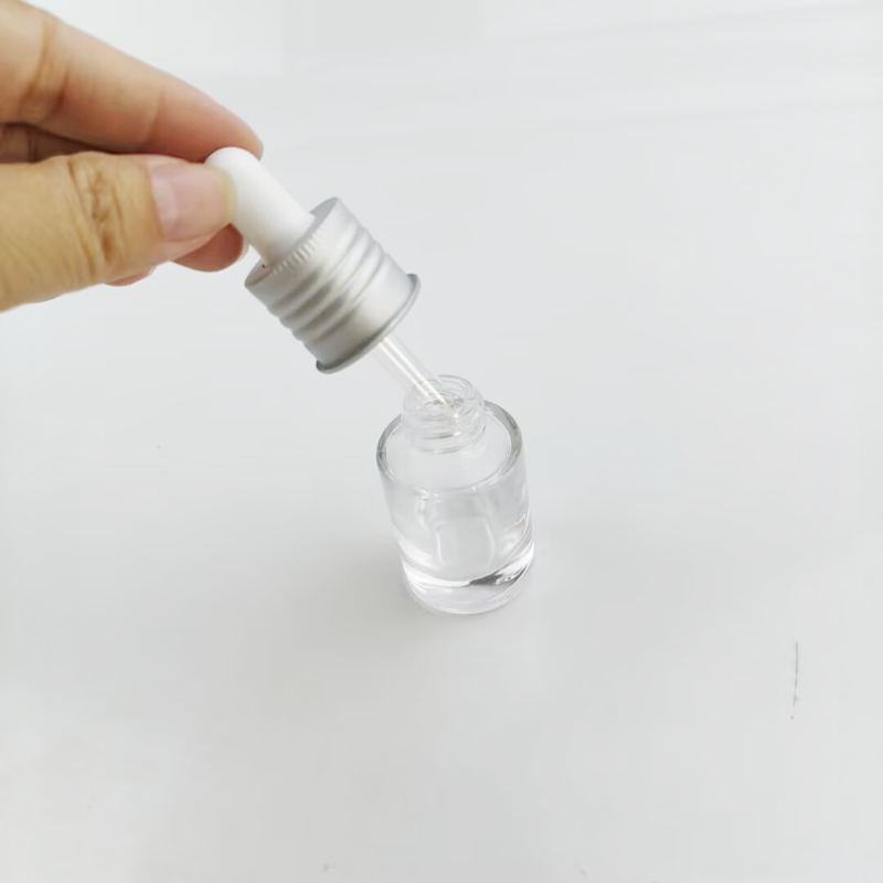 Silver aluminum collar for dropper bottle