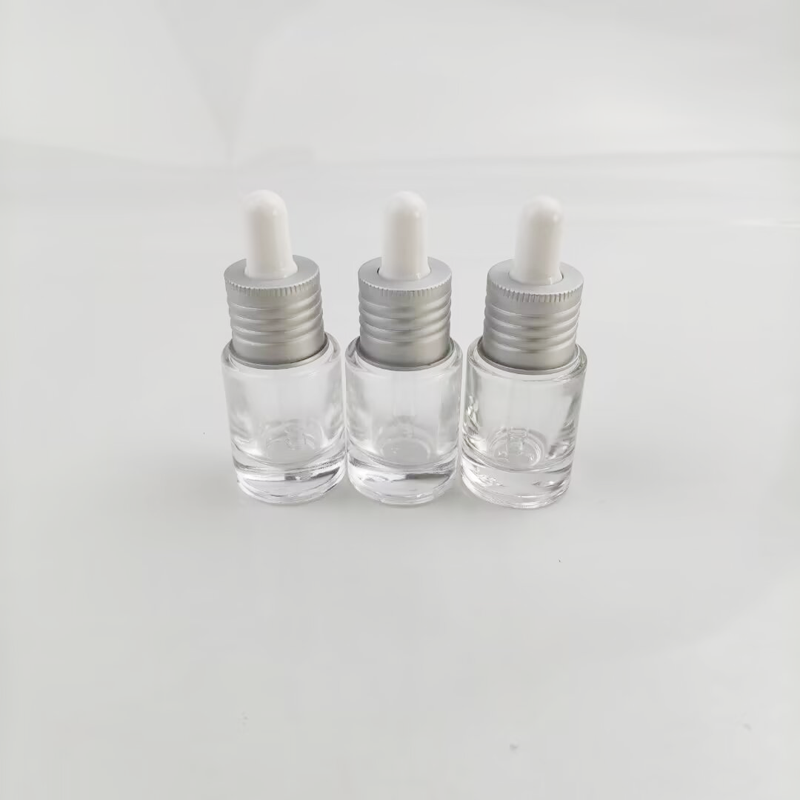 10ml clear glass dropper bottle silver collar