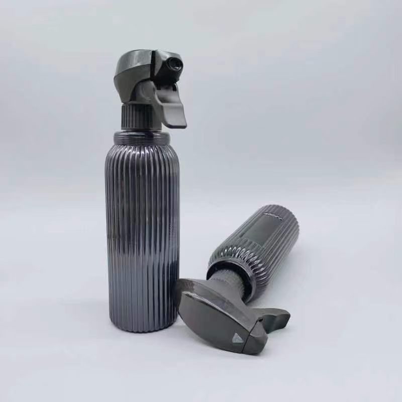 350ml black spray bottle with trigger sprayer and dip tube disassembled