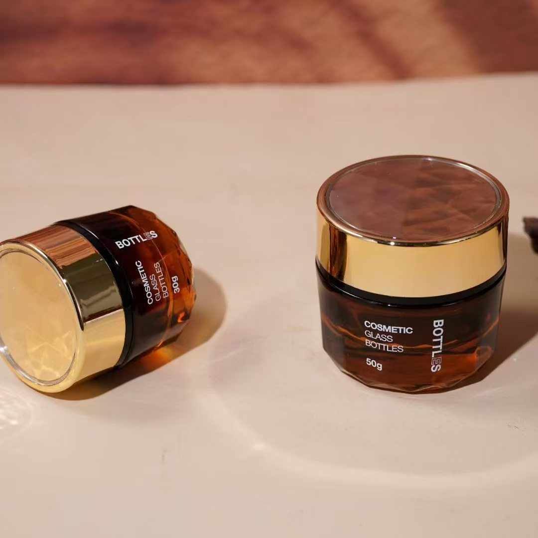 50g black and gold glass cream jar for face cream